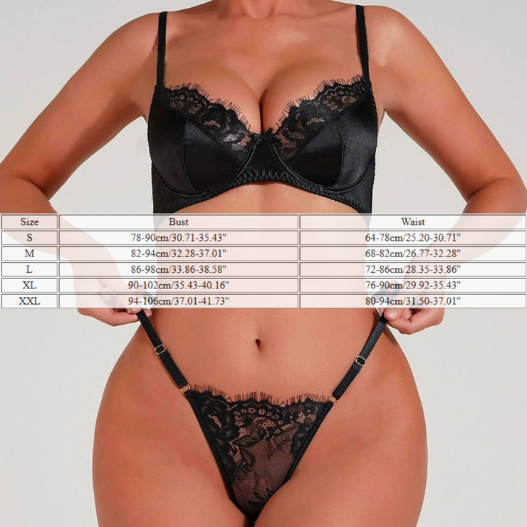 Dripping in Desire 2PC Plus Size Bra Set BLACK - IrisLace