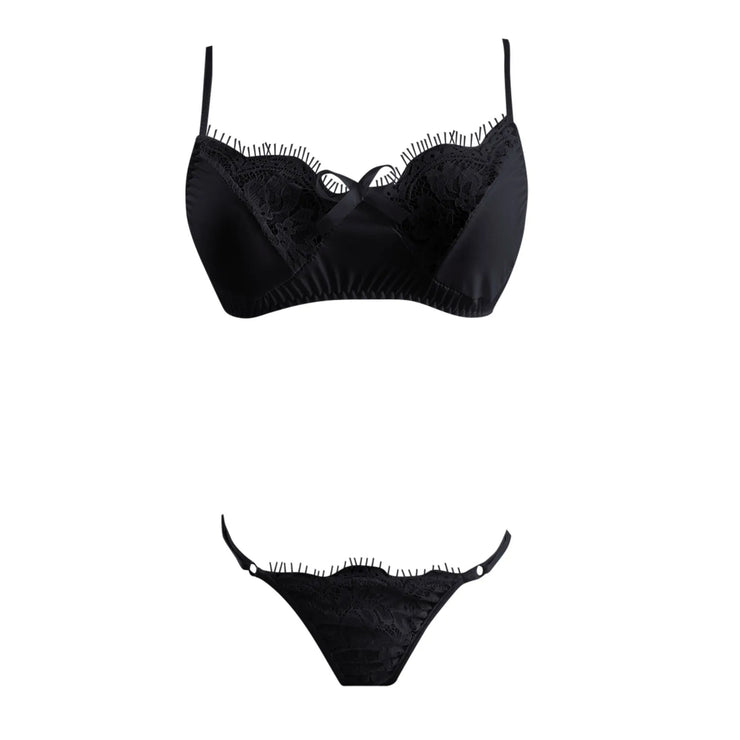 Dripping in Desire 2PC Plus Size Bra Set BLACK - IrisLace