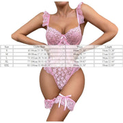 Fiona Floral Pink Lace Lingerie Bodysuit | IrisLace