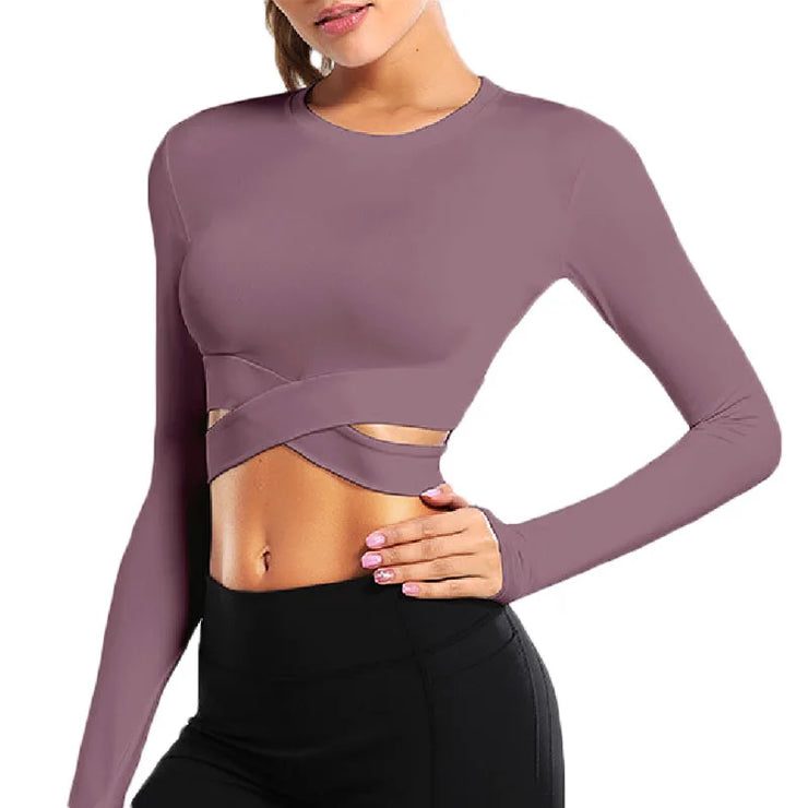 Long Sleeve Yoga Crop Top - IrisLace