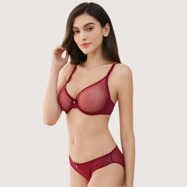 Love Spell Sheer Lace Bra & Panty Set - IrisLace