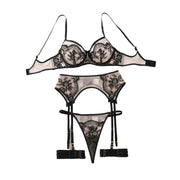 Lovers Lane 2-Piece Bridal Lingerie Set BLACK - IrisLace