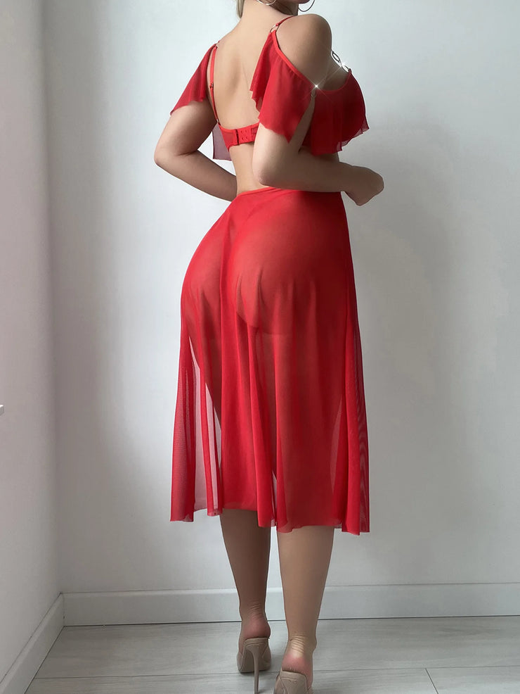 Red Enticing Elegance Lingerie set 3 IrisLace