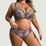 Quiet Wishes Floral Unlined Plus Size Bra Set - IrisLace