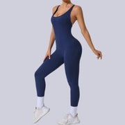 Tease The Finish Line Open Back Yoga Jumpsuit - IrisLace