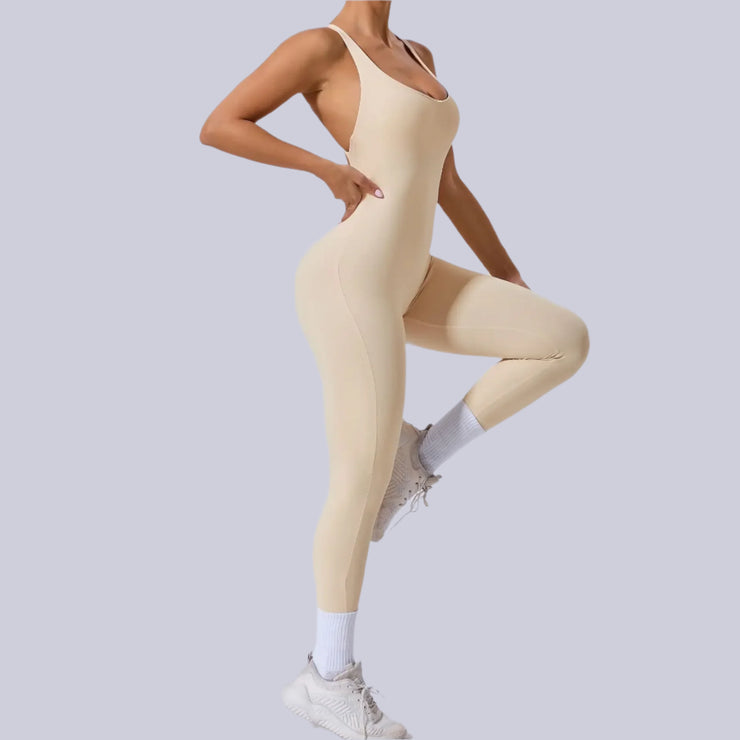 Tease The Finish Line Open Back Yoga Jumpsuit - IrisLace