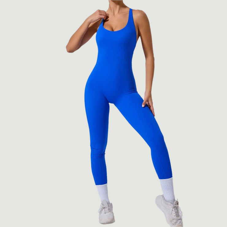 Tease The Finish Line Open Back Yoga Jumpsuit - IrisLace