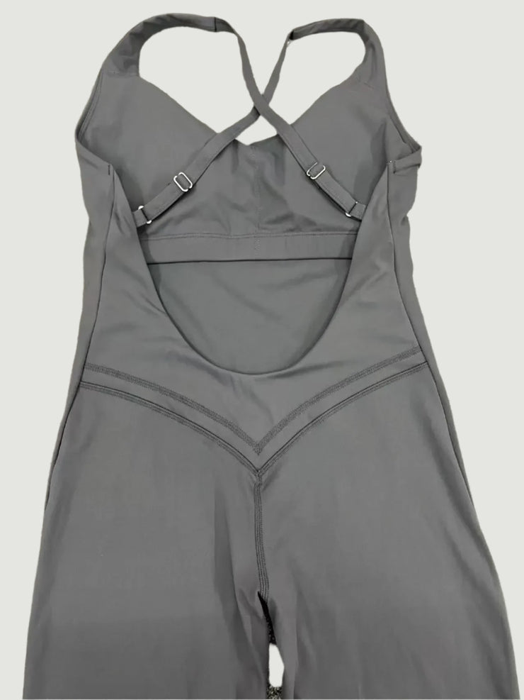 Tease The Finish Line Open Back Yoga Jumpsuit - IrisLace