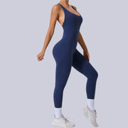 Tease The Finish Line Open Back Yoga Jumpsuit - IrisLace