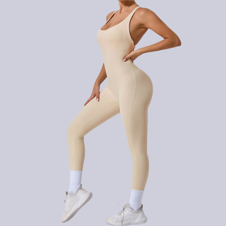 Tease The Finish Line Open Back Yoga Jumpsuit - IrisLace