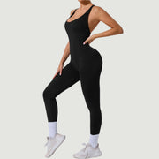 Tease The Finish Line Open Back Yoga Jumpsuit - IrisLace