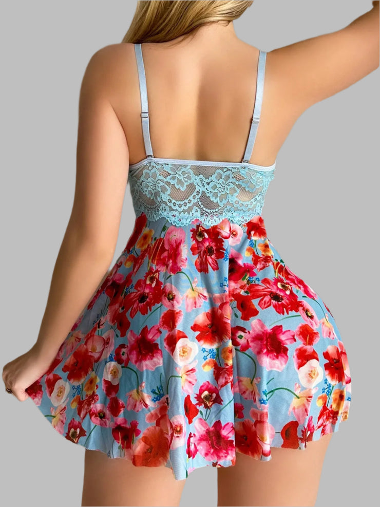 Under The Stars Print Floral Nightdress - IrisLace