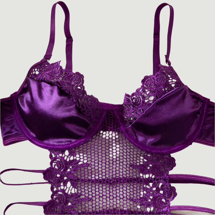 Unlace Me Baby 2-Piece Purple Lingerie Set - IrisLace