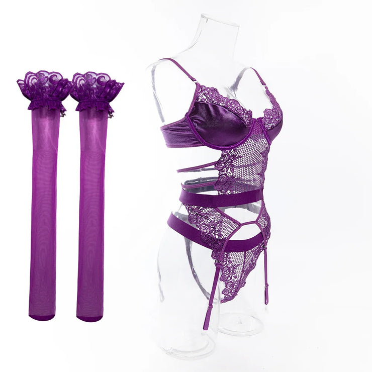 Unlace Me Baby 2-Piece Purple Lingerie Set - IrisLace