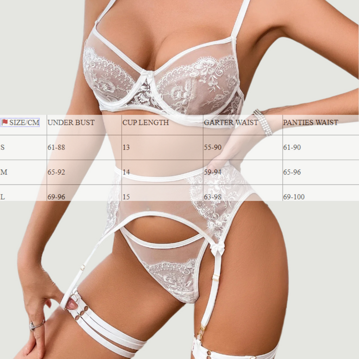 Lovers Lane 2-Piece Bridal Lingerie Set WHITE