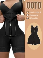 Women’s Lace-Trim Shapewear Bodysuit – Tummy Control Corset with Adjustable Straps & Zipper - Image 6
