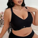 Plus Size Wireless Black Bra – Full Coverage Supportive Minimizer Bralette - Image 2