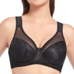 Lace Minimizer Bra – Non-Padded Underwire Adjustable Mesh Lingerie for Plus Sizes (34–44, B–F Cups)