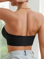 Black Strapless Front-Closure Bra – Wavy Edge with Removable Padding - Image 4