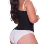 Women’s Zip-Up Latex Body Shaper Camisole – Waist & Abdominal Sculpting Tank (Black/Khaki) - Image 2