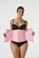 Women’s Zip-Up Latex Body Shaper Camisole – Waist & Abdominal Sculpting Tank (Black/Khaki) - Image 4